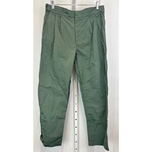 18 EAST Double Pleated Pants Zip Fly Pockets Nylon Polyester Green Size L